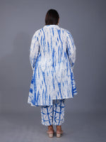 Fabnest Curve Womens Blue Shibori Print Asymmetrical Kurta With Straight Pants