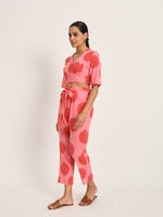 Cotton red and pink polka dot co ord set