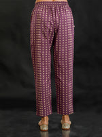 Purple Discharge Print Straight Pants Only-Pant-Fabnest