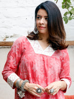 Pink Cotton Print Kurta and Harem Pant 3 pc Set With Dupatta