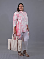 Fabnest Curve Pink Shibori Cotton Printed Assymetrical Tunic