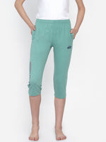 Fabnest women cotton solid sea green comfortable capri pants | Rescue