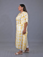 Fabnest Curve Women's Yellow Shibori Print With Tie Up Kaftaan ONLY