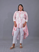 Fabnest Curve Pink Shibori Cotton Printed Assymetrical Tunic