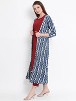 Indigo Hand Block Printed Cotton Cape/Jacket