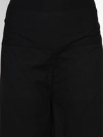 Women black cotton asymmetric palazzo pant