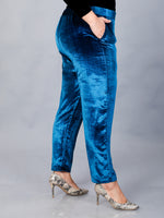 Blue velvet straight pants
