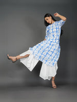 Cotton Blue Shibori Print Kurta