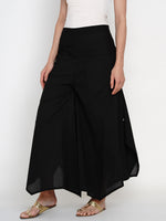 Women black cotton asymmetric palazzo pant