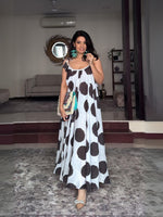 Black and white polka tent dress