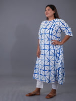 Fabnest Curve Womens Blue Shibori Print With Two Inverted Pleats And Sleeve With Cuffs Kurta ONLY