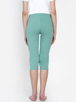 Fabnest women cotton solid sea green comfortable capri pants | Rescue