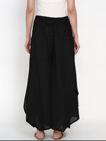 Women black cotton asymmetric palazzo pant