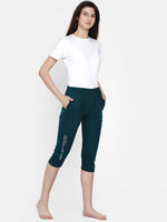Fabnest women cotton solid deep green comfortable capri pants | Rescue