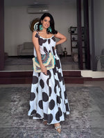 Black and white polka tent dress