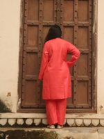 Loose fit straight pink kurta and pyjama set