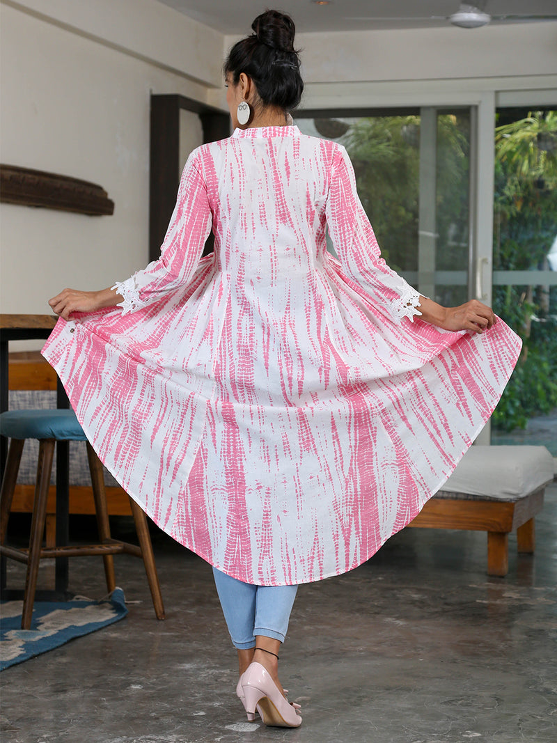 Pink Shibori Cotton Printed Assymetrical Tunic