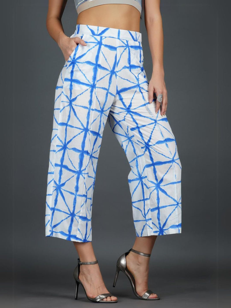 Womens Blue Shibori Straight Pant ONLY