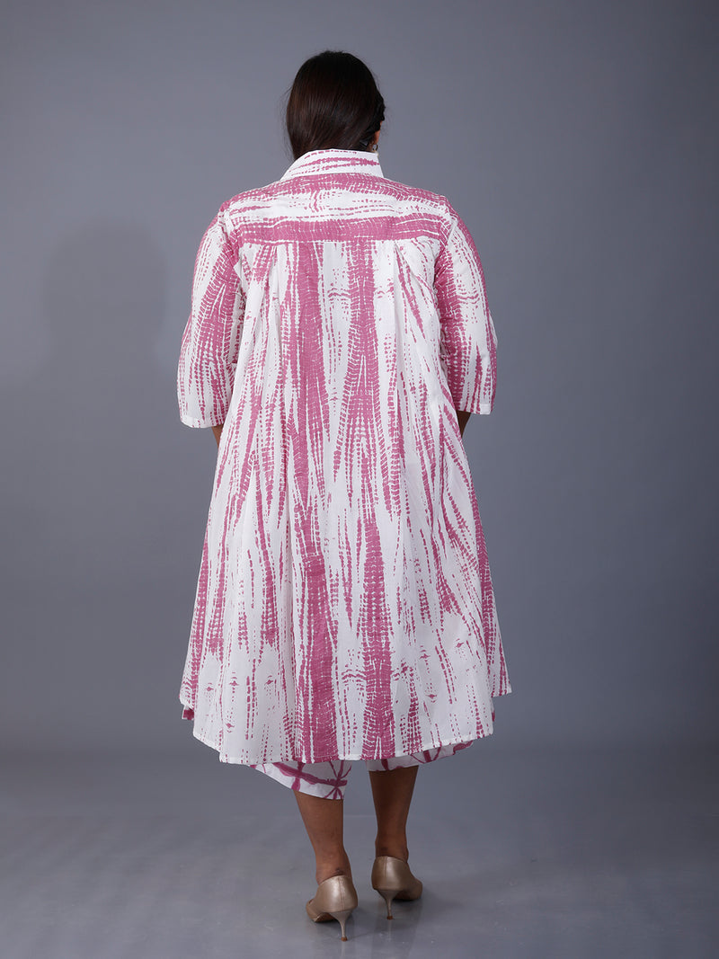 Fabnest Curve Women's Purple Shibori Print Asymmetrical Kurta And Pant Set