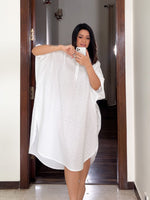 Limited Edition Pure White Cotton Schiffli Embroidered Oversized Dress with Lining