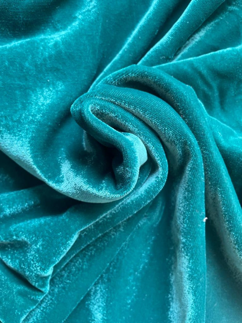 Teal velvet cape with single button closure