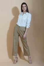 Cotton flex beige straight pants-Bottoms-Fabnest