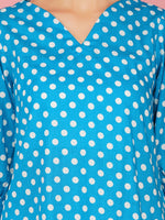 Cotton blue and white polka dot tunic-Tunic-Fabnest