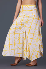 Womens Yellow Shibori Print Assymetrical Pant ONLY-Pant-Fabnest