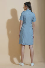 Cotton flex blue shirt dress-Dresses-Fabnest