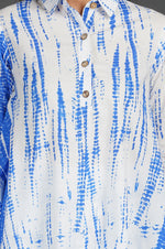 Womens Blue Shibori Print Asymmetrical Kurta With Straight Pants-Full Sets-Fabnest