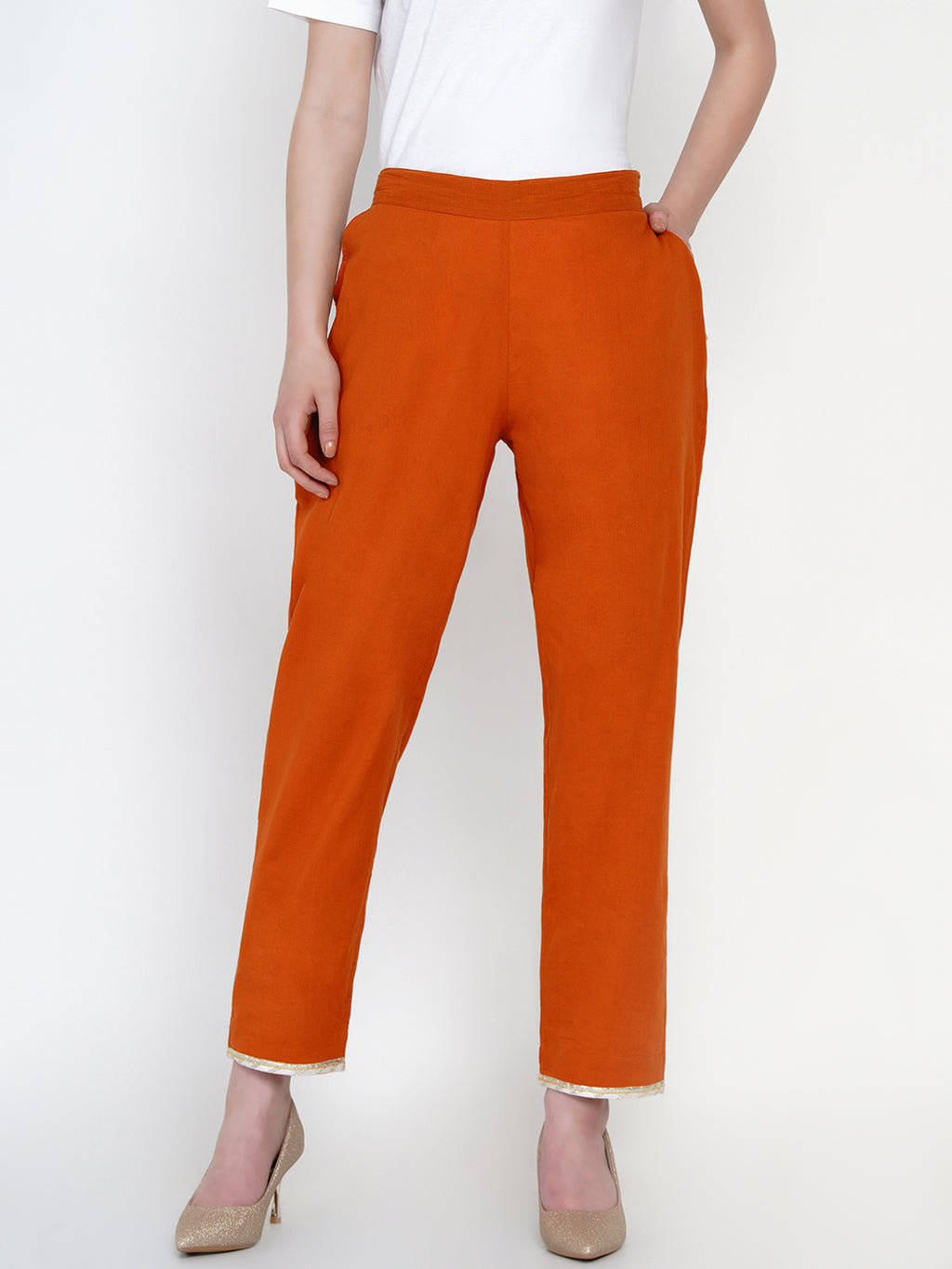 Tailored trousers  Orange  Ladies  HM IN