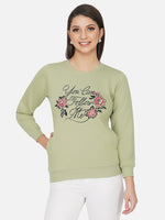 Fabnest winter olive green printed fleece sweatshirt-Sweatshirt-Fabnest