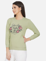 Fabnest winter olive green printed fleece sweatshirt-Sweatshirt-Fabnest