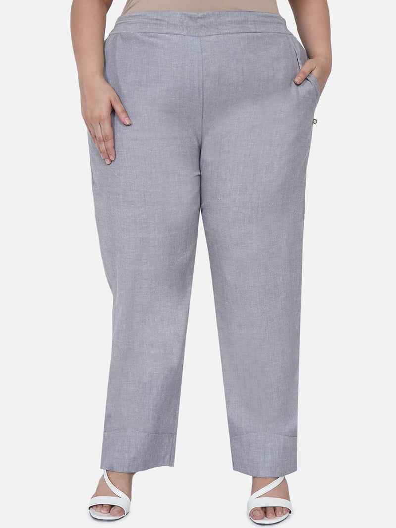 Chambray Solid Cuffed Pants-Pant-Fabnest