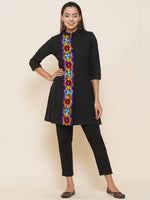Black flex with aari embroidery lace short kurta ONLY-Fabnest
