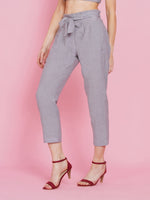 Chambray high waisted straight pants-Bottoms-Fabnest