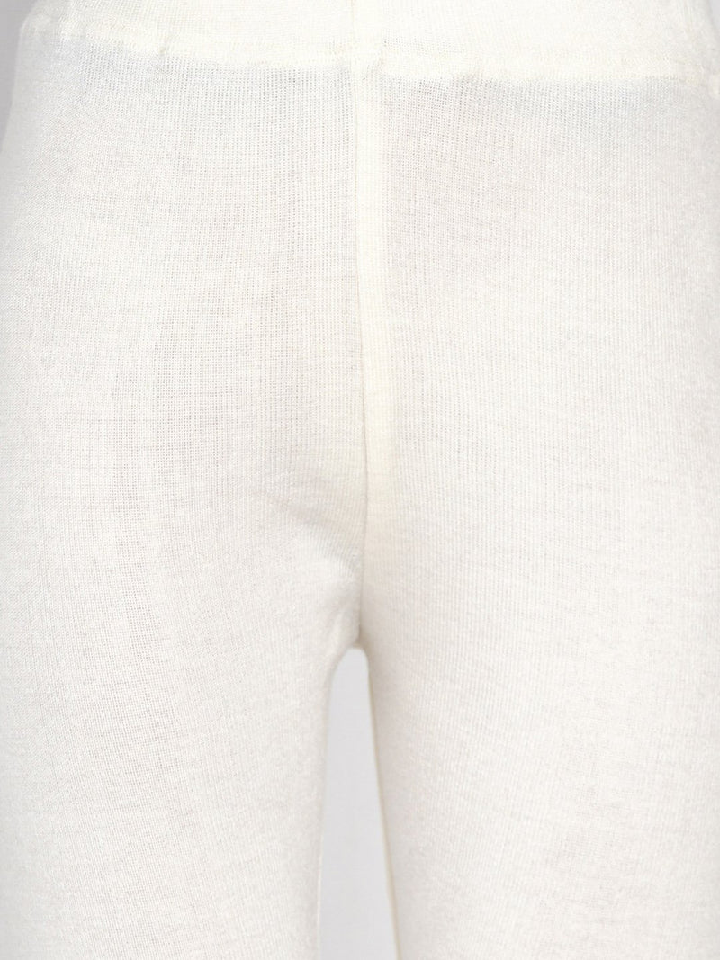White Winter Wear Acrylic Warm Bottom Wear-Bottoms-Fabnest