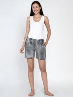 Set of black & white and blue & white check lounge shorts-Shorts-Fabnest