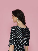 Black and white polka dot cotton cropped top ONLY-Top-Fabnest