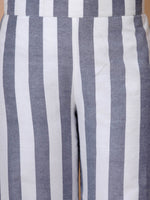 Fabnest White and blue stripe loose fit pant-Bottoms-Fabnest
