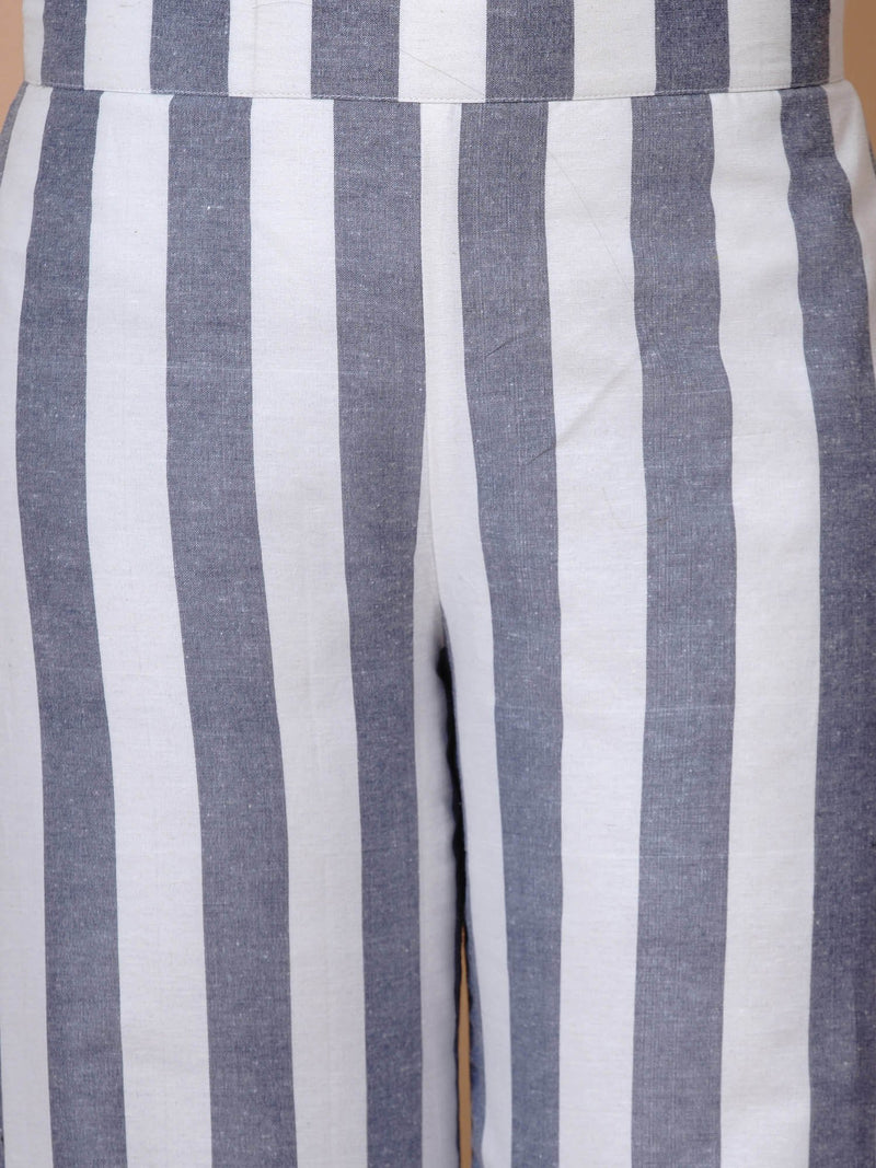 Get Ruffled Waist Detail Blue Striped Pants at  849  LBB Shop