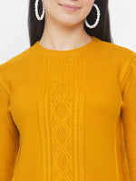 Women`s Acrylic Mustard Self Design Winter Sweater-Pullover-Fabnest