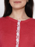 Fabnest winter pink cardigan with lace-Cardigan-Fabnest