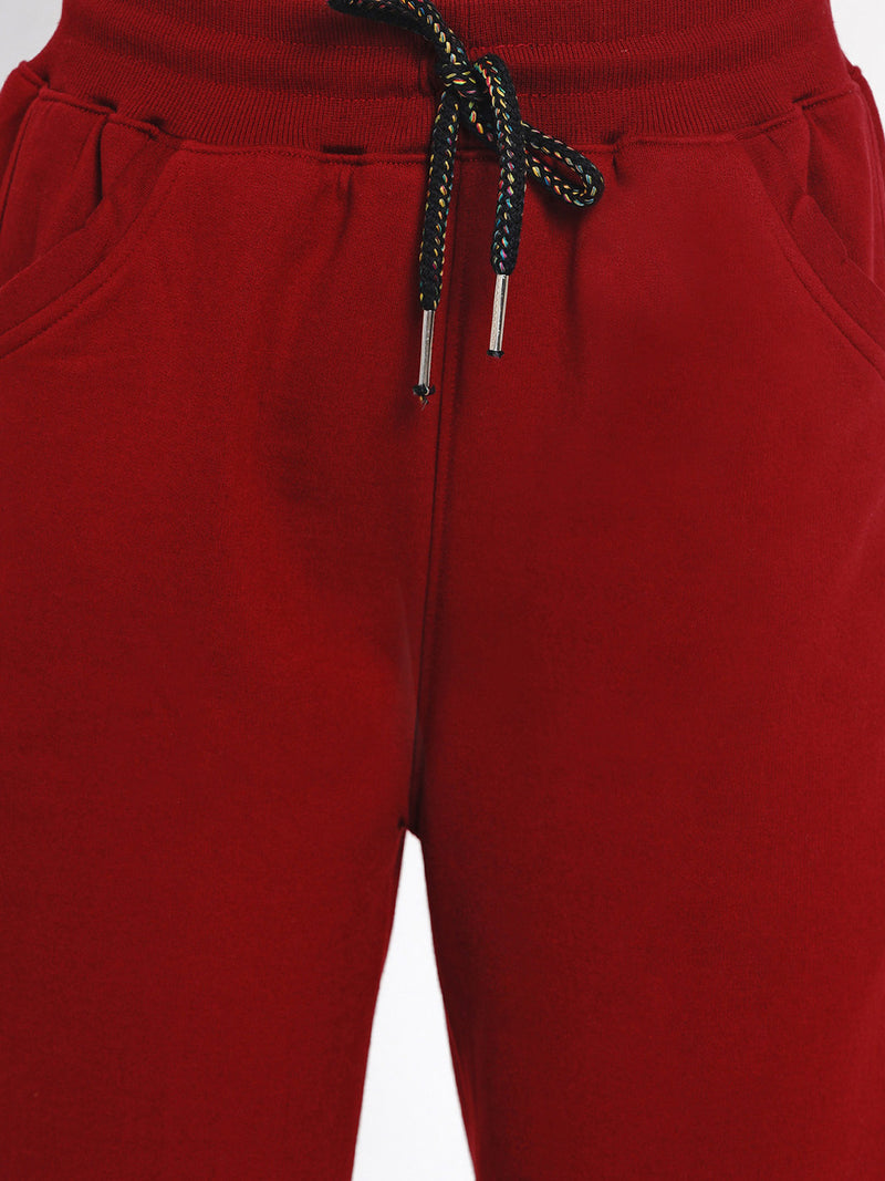 Fabnest Solid Dark Red Winter Fleece Pants-Track Pants-Fabnest