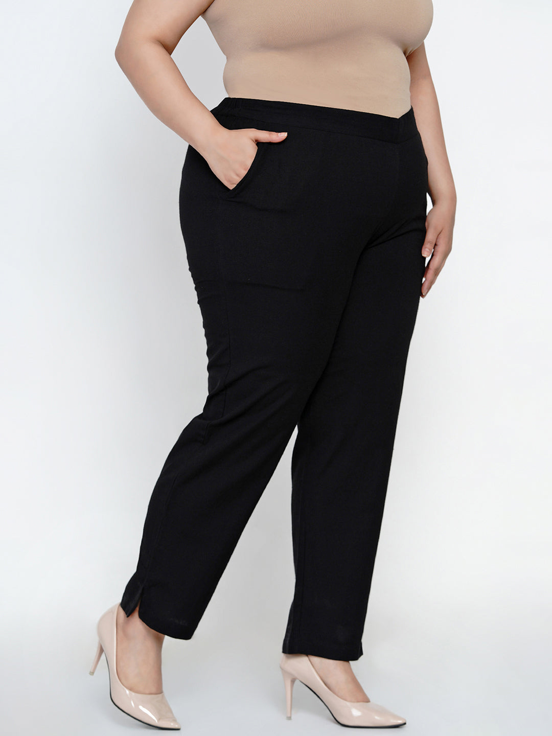 Cotton Flex Solid Women's Pants Pista Color – Stilento