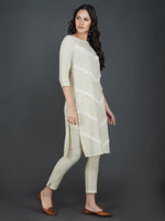 Off white cotton flex with lace work A line kurta ONLY-Kurta-Fabnest