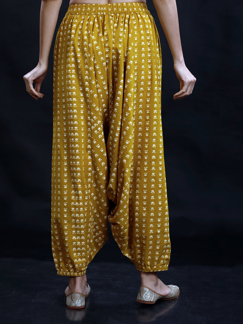 Green Cotton Discharge Print Harem Pants Only – Fabnest