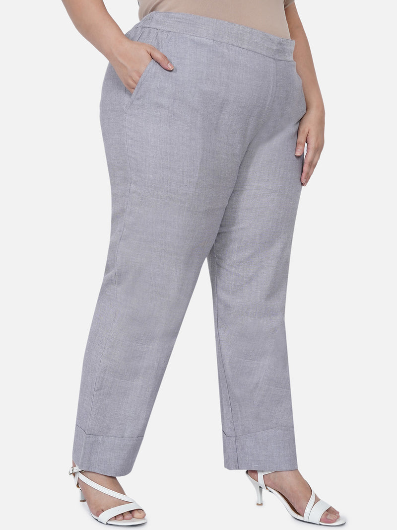 Chambray Solid Cuffed Pants-Pant-Fabnest