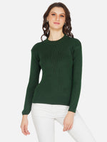 Fabnest winter acrylic olive round neck knitted sweater-Sweaters-Fabnest