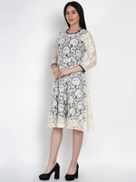 Lace Dress With Navy Lining-Dresses-Fabnest
